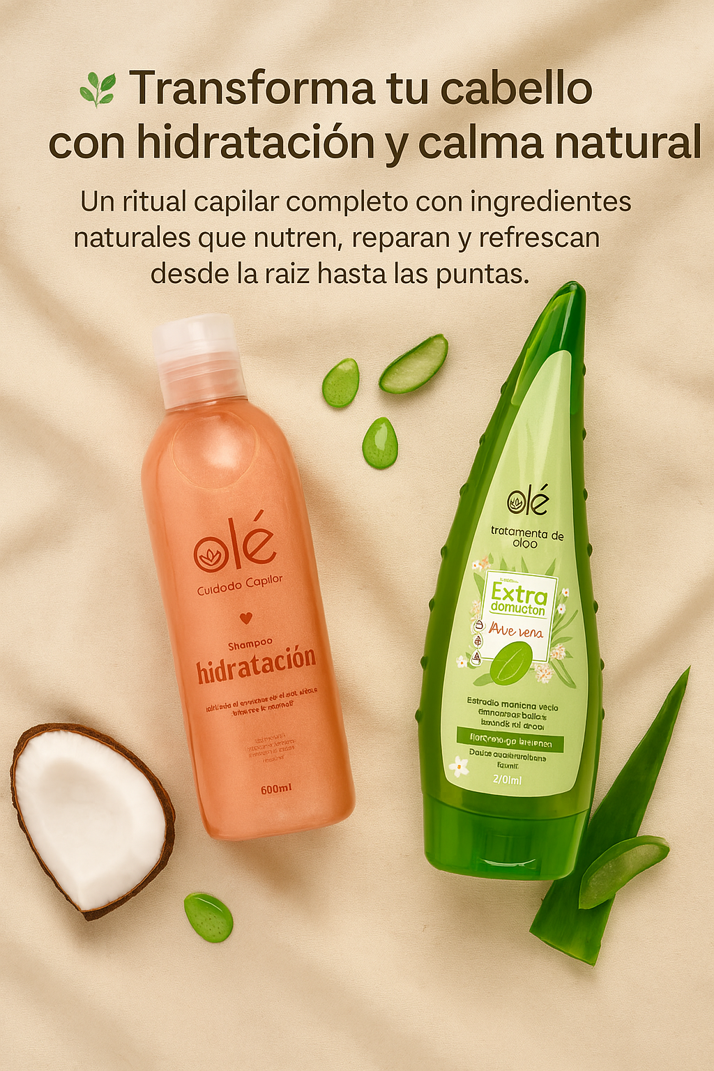 Pack Hidra-Glow (Shampoo coco-canela y miel + tratamiento de aloe vera)