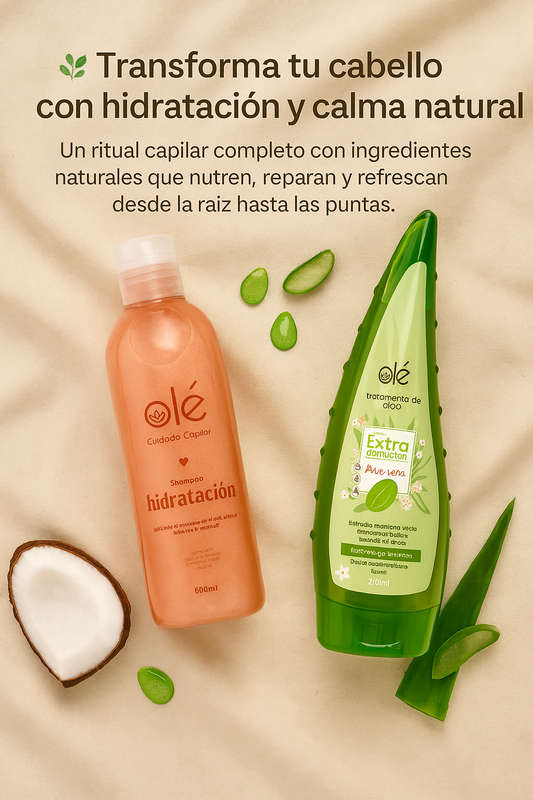 Pack Hidra-Glow (Shampoo coco-canela y miel + tratamiento de aloe vera)