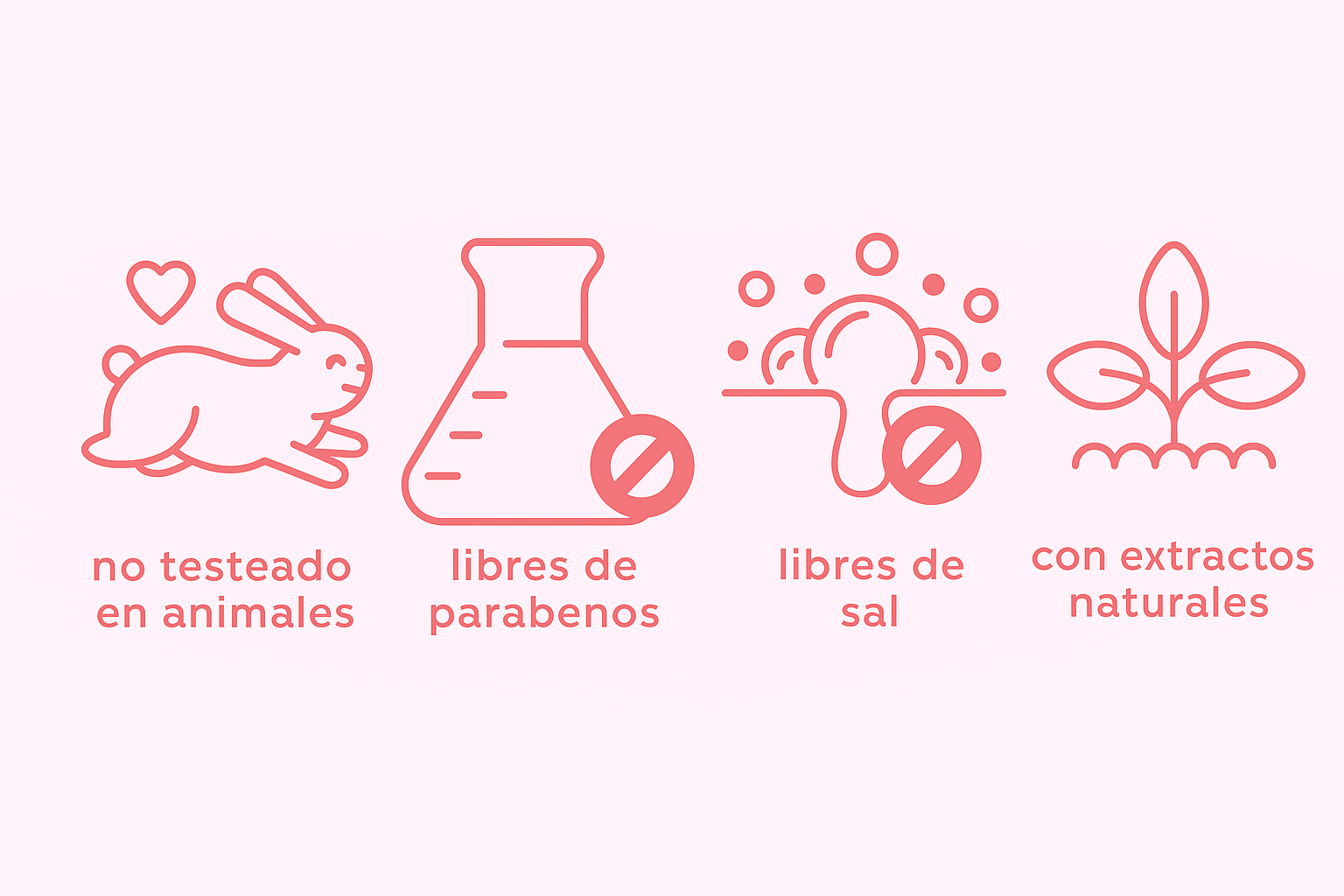 Extractos naturales, sin sal, sin parabenos, no testeado en animales